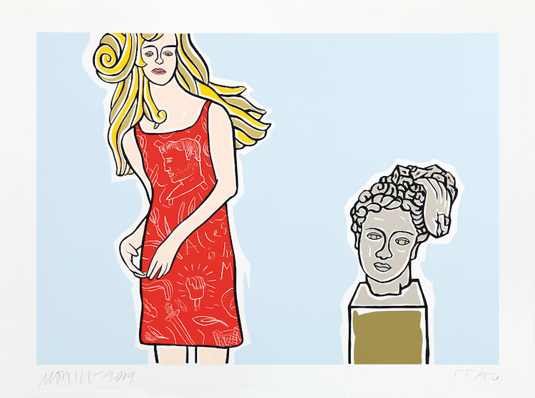 Mädchen mit Antiken-Kopf